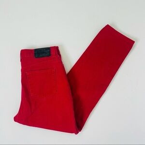 Vintage 90s USA Made High Rise Red Slim Tapered Jeans 29-30 Womens